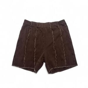 Motel Rocks Brown Cotton Scallopped Edges Shorts Size Small
